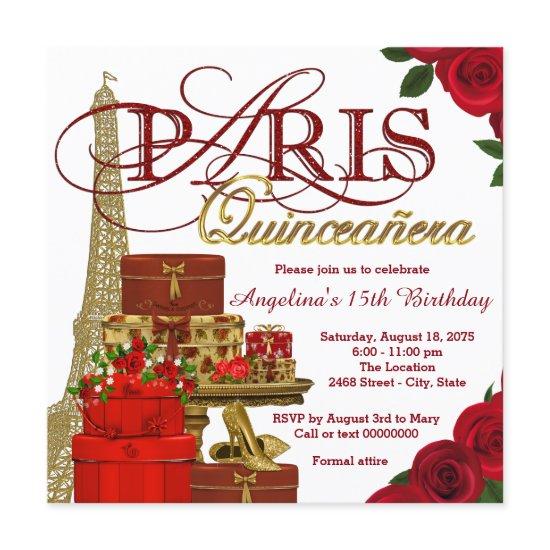 Red and Gold Paris Quinceanera