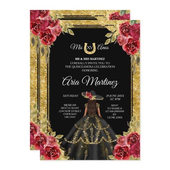 Red and Gold Roses Charra Mis Quince