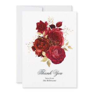 Red and Gold Vintage Roses Thank You Card