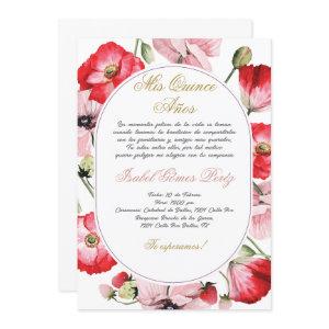 Red and pink flower Quinceanera