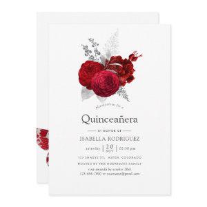 Red and Silver Vintage Rose Quinceañera