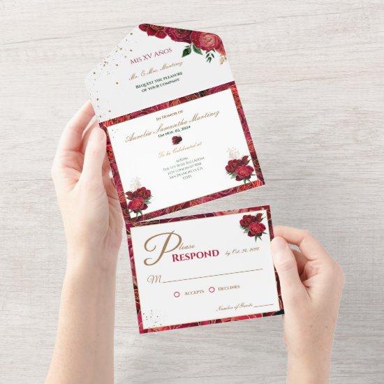 Red and White Quinceañera Affordable