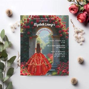Red arch dress roses Quinceanera