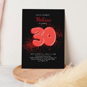 Red Black 30th Balloons Confetti Adult Birthday