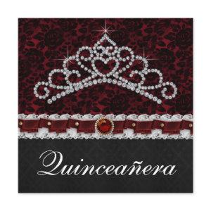 Red Black Damask Tiara Red Black Quinceanera