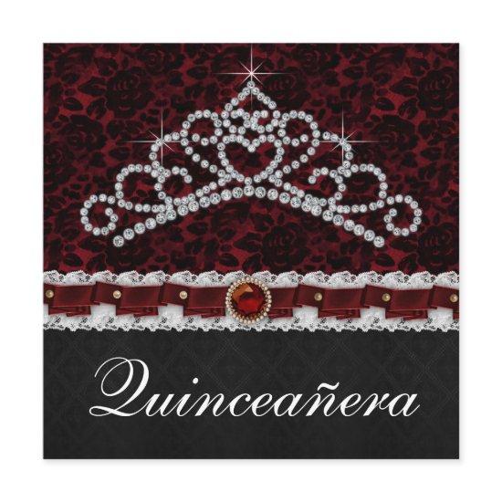 Red Black Damask Tiara Red Black Quinceanera