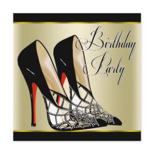 Red Black Gold High Heels Birthday Party