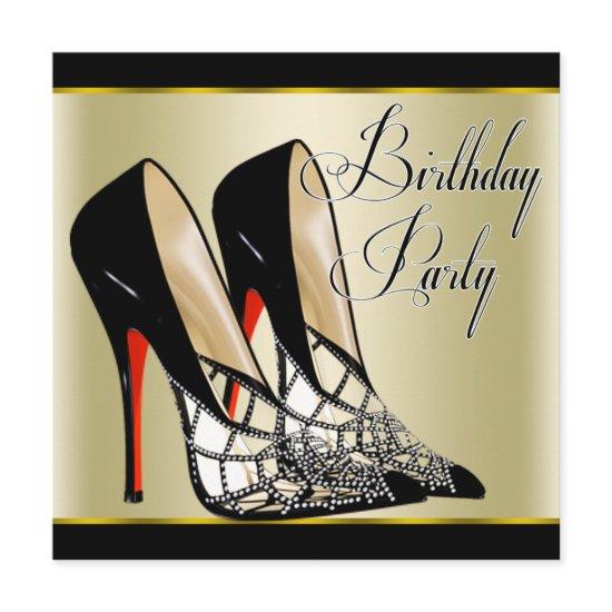 Red Black Gold High Heels Birthday Party