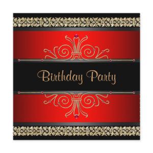 Red Black Gold Womans Birthday Party