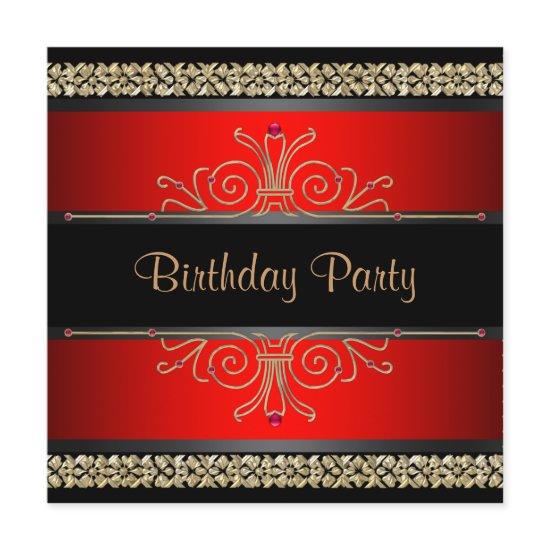 Red Black Gold Womans Birthday Party