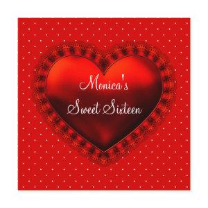 Red Black Heart Black Red Sweet 16 Birthday Party