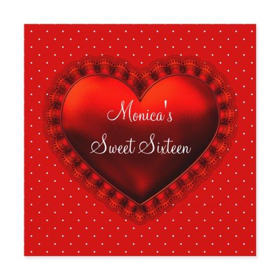 Red Black Heart Black Red Sweet 16 Birthday Party