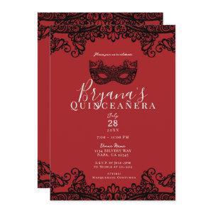 Red & Black Lace Masquerade 15 15th Quinceañera