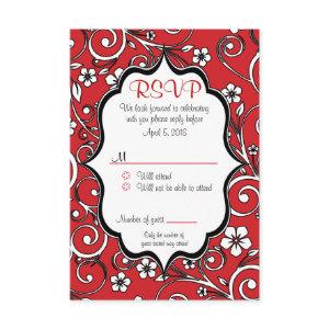 Red & Black Quinceañera RSVP Card