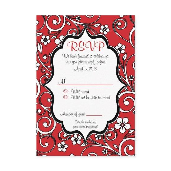 Red & Black Quinceañera RSVP Card