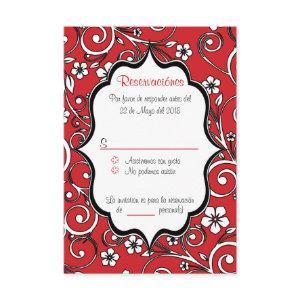 Red & Black Quinceañera Spanish RSVP Card