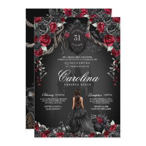 Red Black Rose Gothic Haunted Castle Quinceanera
