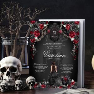 Red Black Rose Gothic Haunted Castle Quinceanera