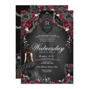 Red & Black Rose Quinceañera Halloween Gothic
