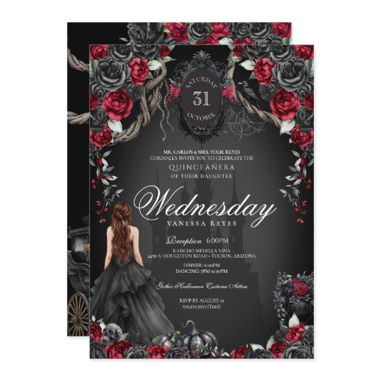 Red & Black Rose Quinceañera Halloween Gothic