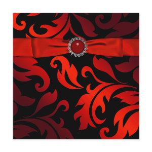 Red Black Tie Black Damask Party