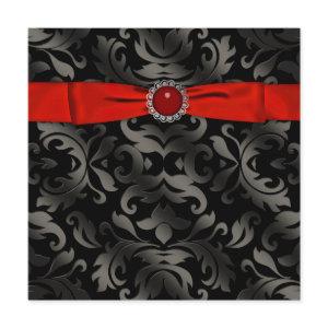 Red Black Tie Black Damask Party