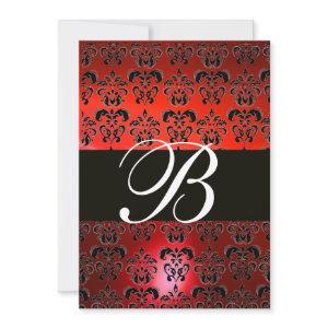 RED BLACK WHITE  DAMASK MONOGRAM RSVP