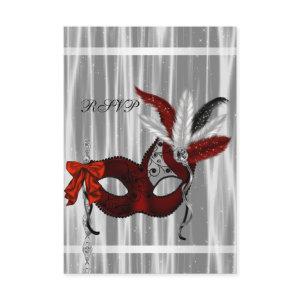 Red Black White Masquerade Party RSVP