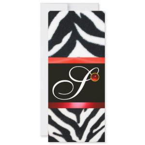 RED BLACK WHITE ZEBRA FUR MONOGRAM ,ruby