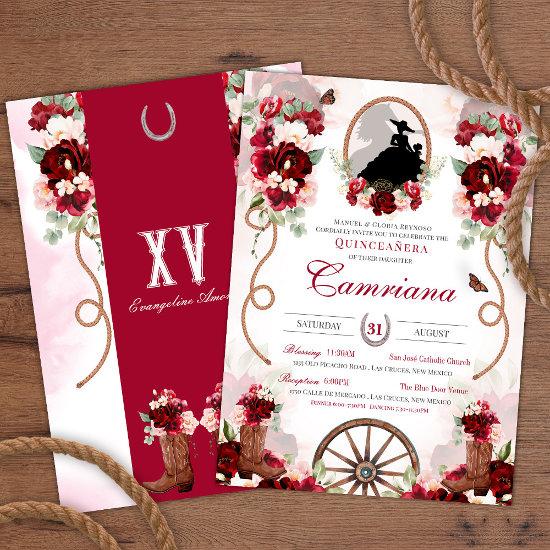 Red & Blush Rustic Elegance Charro Quinceanera