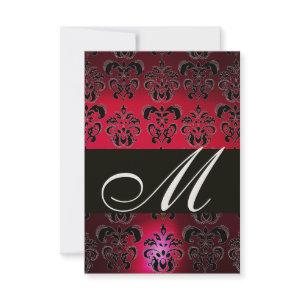 RED BURGUNDY BLACK DAMASK MONOGRAM RSVP ruby gold