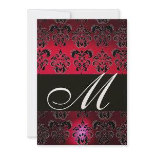 RED BURGUNDY BLACK DAMASK MONOGRAM ruby champagne