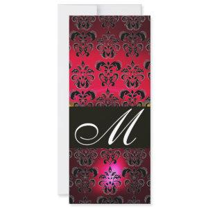RED BURGUNDY BLACK DAMASK MONOGRAM ruby white