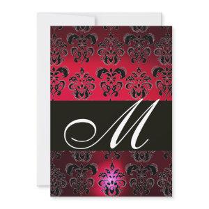 RED BURGUNDY BLACK DAMASK MONOGRAM ruby white