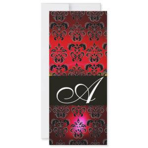 RED BURGUNDY BLACK DAMASK MONOGRAM ruby white