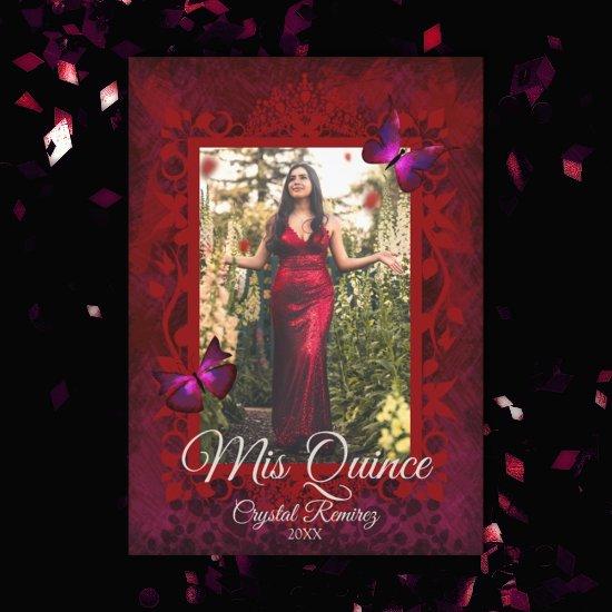 Red Butterflies Folded Quinceanera