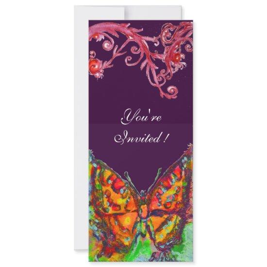 RED BUTTERFLY,FLORAL SWIRLS Gold Yellow Purple