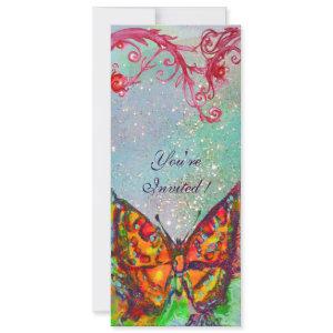 RED BUTTERFLY IN BLUE GREEN TEAL GOLD SPARKLES