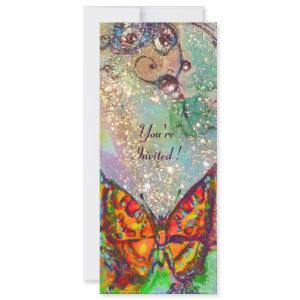 RED BUTTERFLY IN BLUE GREEN TEAL GOLD SPARKLES