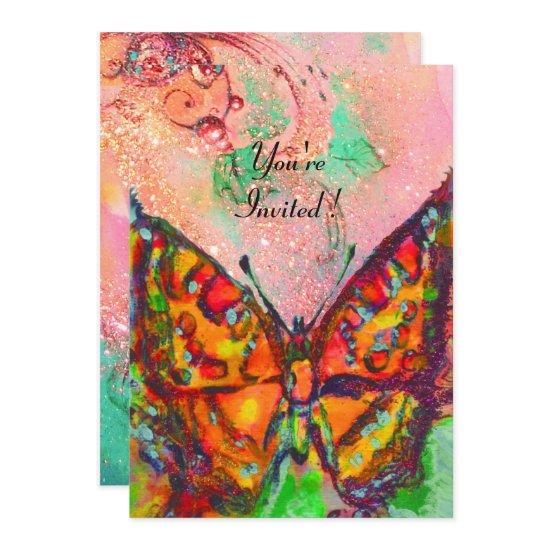 RED BUTTERFLY PINK FUCHSIA GOLD SPARKLES Sweet 16