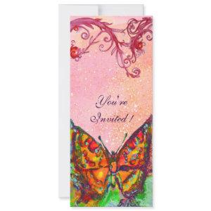 RED BUTTERFLY PINK FUCHSIA SWIRLS,GOLD SPARKLES