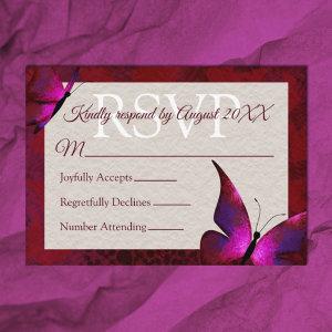 Red Butterfly Quinceañera RSVP Card
