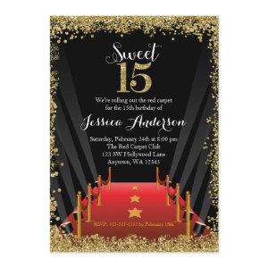 Red Carpet Hollywood Glitter Sweet 15 Quinceanera