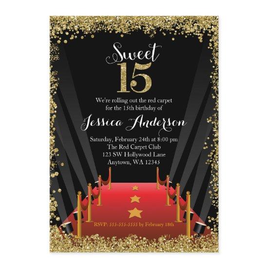 Red Carpet Hollywood Glitter Sweet 15 Quinceanera