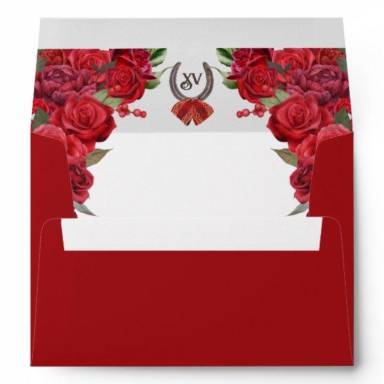 Red Charro Country Western Ranch Style Quinceañera Envelope