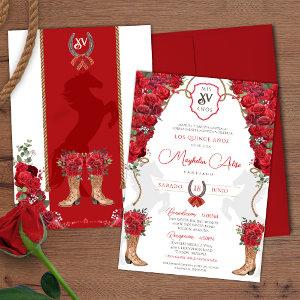 Red Charro Country Western Ranch Style Quinceañera