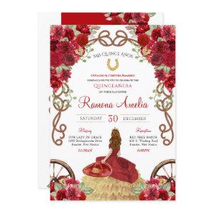 Red Charro Rustic Western Floral Quinceañera