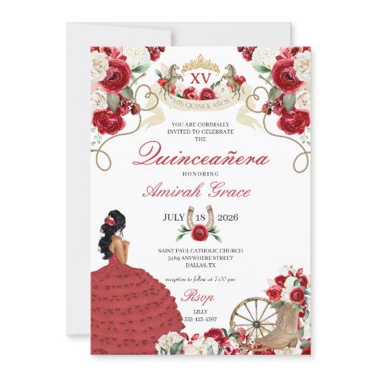 Red Cowgirl Princess Western Quinceañera