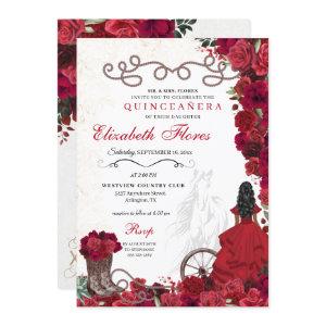 Red Cowgirl Ranchero Western Quinceanera