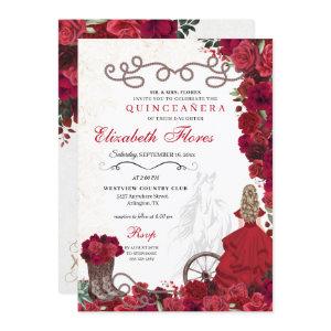 Red Cowgirl Ranchero Western Quinceanera